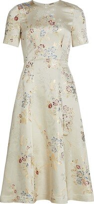 Eloise Floral Jacquard Midi-Dress