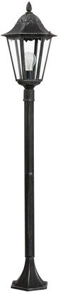 Loops IP44 Outdoor Bollard Light Black & Silver Lantern 1200mm Tall Post 60W