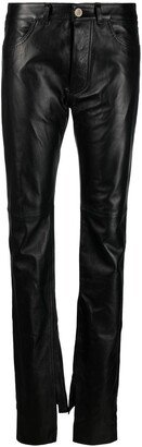 Split-Cuff Leather Trousers