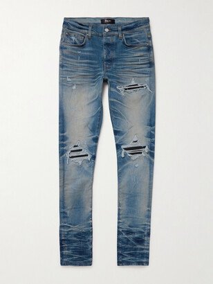 MX1 Skinny-Fit Ultrasuede®-Panelled Distressed Jeans