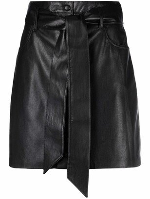 A-line belted mini skirt