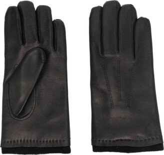 Logo-Plaque Leather Gloves-AF