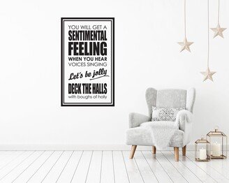 Christmas Wall Decal, Deck The Halls Song Lyrics, Retro Mid Century Style Holiday Works On Windows - Lk135