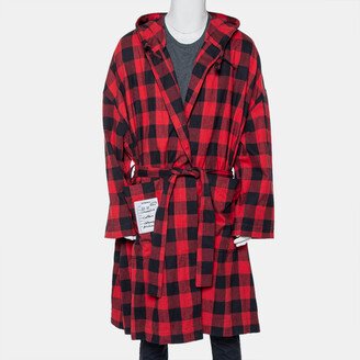 Red & Black Plaided Flannel Belted Robe M