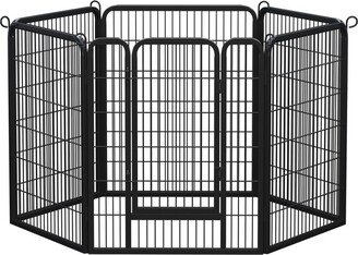 6 Panels Dog Playpen Metal Pet Playpen, Black