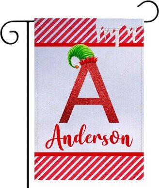 Personalized Christmas Elf Flag, Custom Family Name Garden Initial Holiday Outdoor Yard Decor, Gift For Neighbor X-Xms047