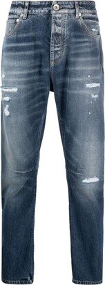 Distressed-Finish Cotton Jeans