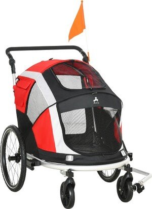 Aosom 2-in-1 Pet Bike Trailer, Dog Stroller, Small Pet Bicycle Cart Carrier with Safety Leash, and Easy Fold Design, Red