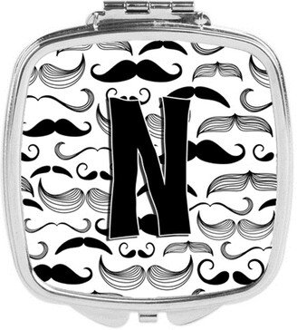 CJ2009-NSCM Letter N Moustache Initial Compact Mirror