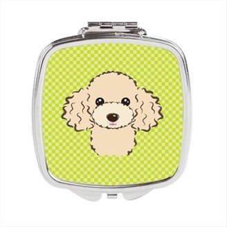 BB1320SCM Checkerboard Lime Green Buff Poodle Compact Mirror, 2.75 x 3 x .3 In.