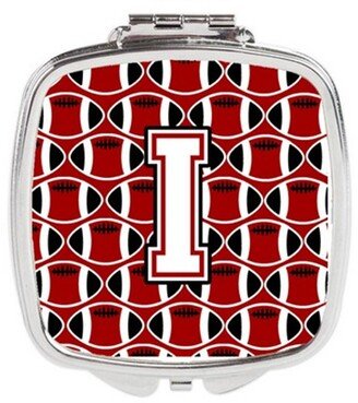 CJ1082-ISCM Letter I Football Cardinal & White Compact Mirror