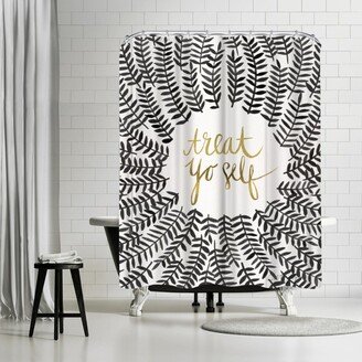 71 x 74 Shower Curtain, Treat Yo Self Black by Cat Coquillette