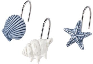 Abstract Coastal Seashells & Coral 12-Pc. Shower Curtain Hooks