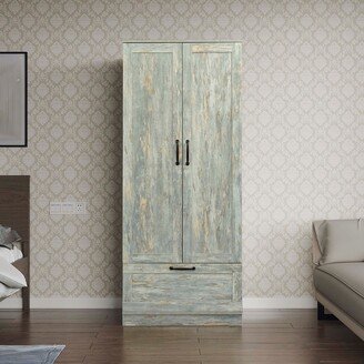 High wardrobe and kitchen cabinet with 2 doors,1 partition,1 drawer and 1 clothes rail