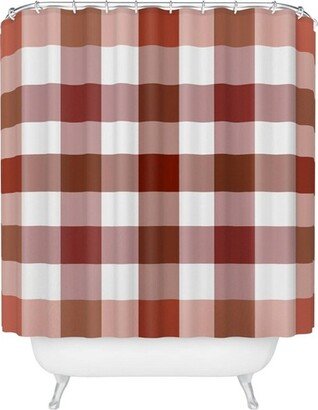 Lisa Argyropoulos Harvest Plaid Terracotta Shower Curtain Red