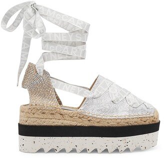 Gaia Logo Ankle-Strap Platform Espadrille Sandals