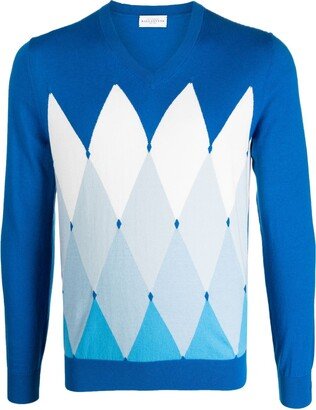 Argyle-Pattern Knit Jumper-AA