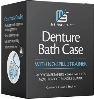 Denture Bath Case with No-Spill Strainer, Case for Retainers, Baby Pacifiers, Mouth Night & Snore Guards, M3 Naturals, Retainer Holder, 1ct