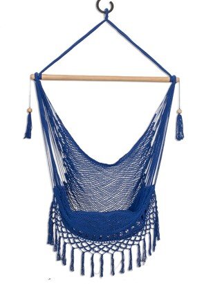 Handmade Simple Relaxation In Lapis Cotton Hammock Swing