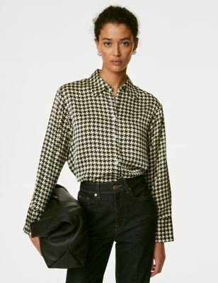 Satin Printed Collared Longline Shirt