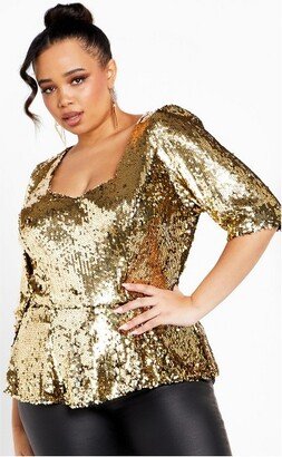 | Women's Plus Size Top Sequin Puff - - 16W