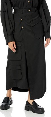 Women's Black Long Asymmetric Cargo Skirt by @karenbritchick