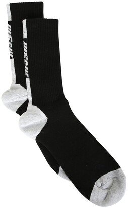 Contrasting Logo-Intarsia Stretched Socks