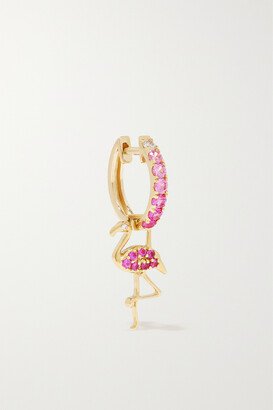 Flamingo Earwish 14-karat Gold, Sapphire And Diamond Single Hoop Earring - One size