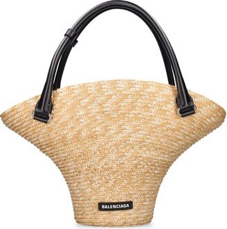 Medium straw blend beach bag