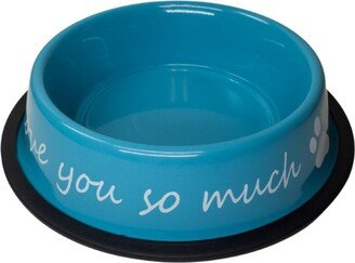 Jojo Modern Pets I Love You So Much Stainless Steel Dog Bowl Blue (24oz)