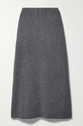 Wool, Cashmere And Silk-blend Midi Skirt - Gray