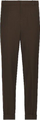 Straight Tailored Twill Pants in Brown