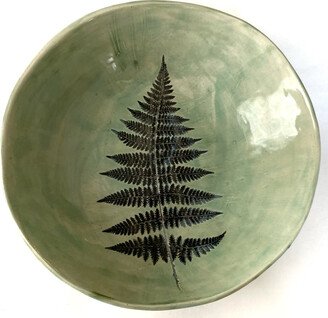 Ceramic Fern Leaf Bowl. Botanical Print. One Of A Kind Pottery Fruit Rustic Decor. Decorative Bowl