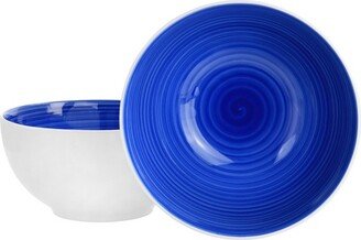 Home Crenshaw 7 Inch 2 Piece Stoneware Bistro Bowl Set in Blue and White