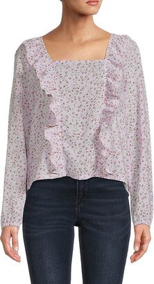 Saks Fifth Avenue Made in Italy Saks Fifth Avenue Women's Floral Ruffle Blouse