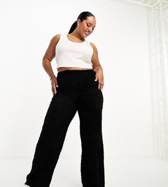 I Saw It First Curve I Saw It First Plus eyelash wide leg pants in black