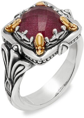 Alcea Sterling Silver, 18K Yellow Gold & Ruby Doublet Ring