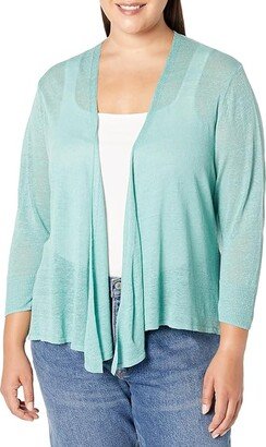 Plus Size Four-Way Cardigan (Hazy Aqua) Women's Sweater