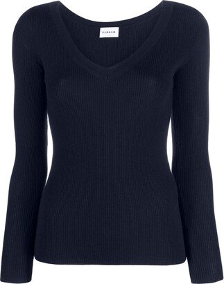 Leila knitted V-neck long-sleeve top