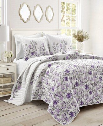 Tanisha Reversible Floral 3-Piece Quilt Set, King