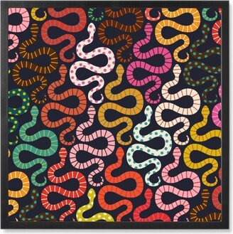 Photo Tiles: Snake-A-Delic - Multi Color Photo Tile, Black, Framed, 8X8, Multicolor