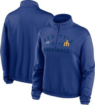 Women's Royal Seattle Mariners Rewind Splice Half-Zip Sweatshirt