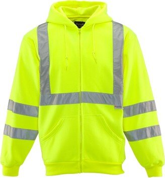 High Visibility Hi Vis Fleece Hooded Sweatshirt (Lime, Large)