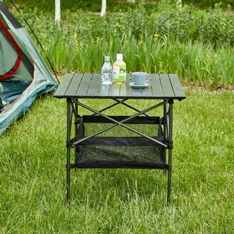Siavonce Folding Outdoor Table with Carrying Bag - 27.56L x 27.56 W x 27.56 H