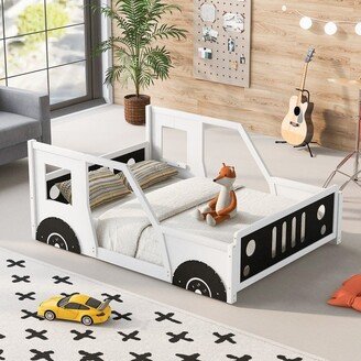 IGEMAN 77 Classic Car-Shaped Platform Bed with Wheels, Full Size Car Bed