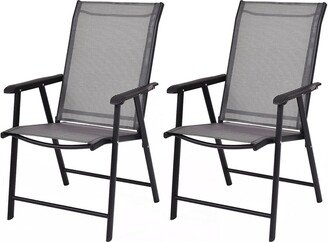 Set of 2 Patio Folding Chairs Camping Deck Dining Chair