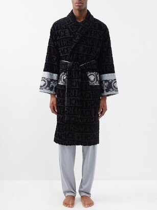 I Love Baroque Logo-jacquard Cotton-terry Bathrobe-AA