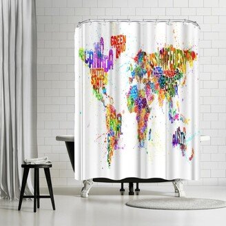 71 x 74 Shower Curtain, Wolrd Map Colour 3 by Michael Tompsett - Art Pause