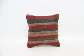 Pillow Cover, Turkish Pillow, Kilim Home Decor Red Striped Natural Case, Rustic 2508