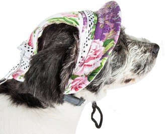 'Botanic Bark' Floral UV Protectant Adjustable Fashion Canopy Brimmed Dog Hat Cap